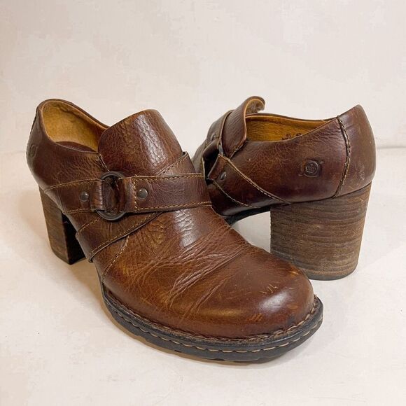 Born Shoes - Born Leather Heeled Booties 8.5